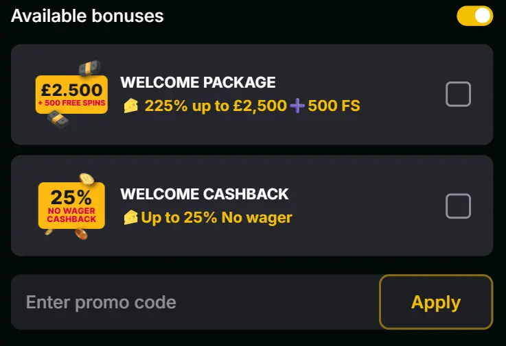 Soorten welkomstbonussen bij Casino Kaasino